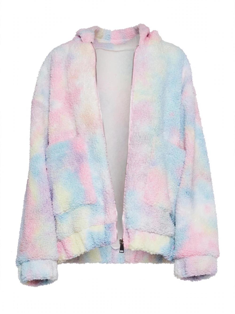 Dolls Kill Pastel Sherpa Zip Hoodie Jacket